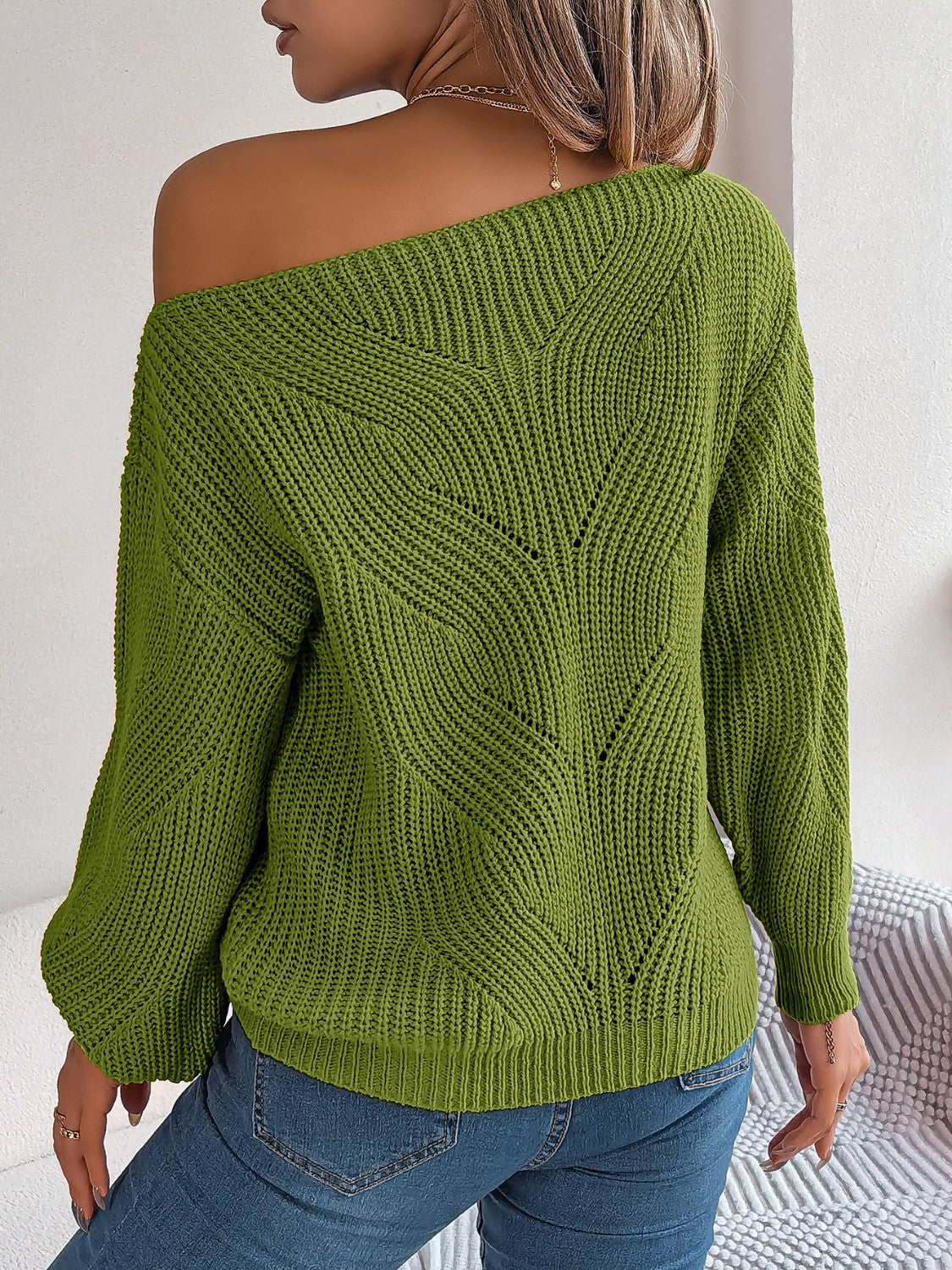 Openwork Long Sleeve Sweater - Size: S-L