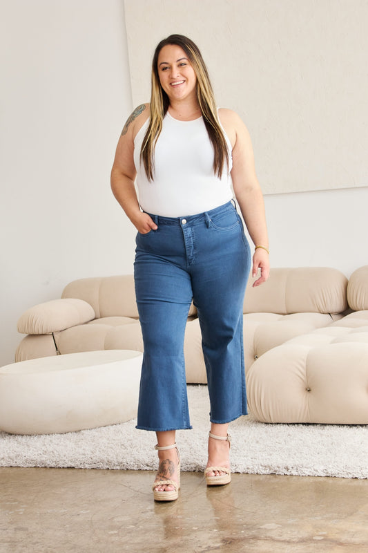 RFM - Crop Chloe Tummy Control High Waist Raw Hem Jeans - Reg & Plus Eize