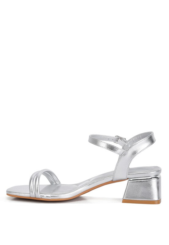 London Rag - Zabou Metallic Ankle Strap Low Block Heels