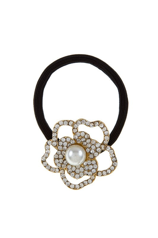 Bella Chic - Luxury Rhinestone Pearl Flower Hair Tie