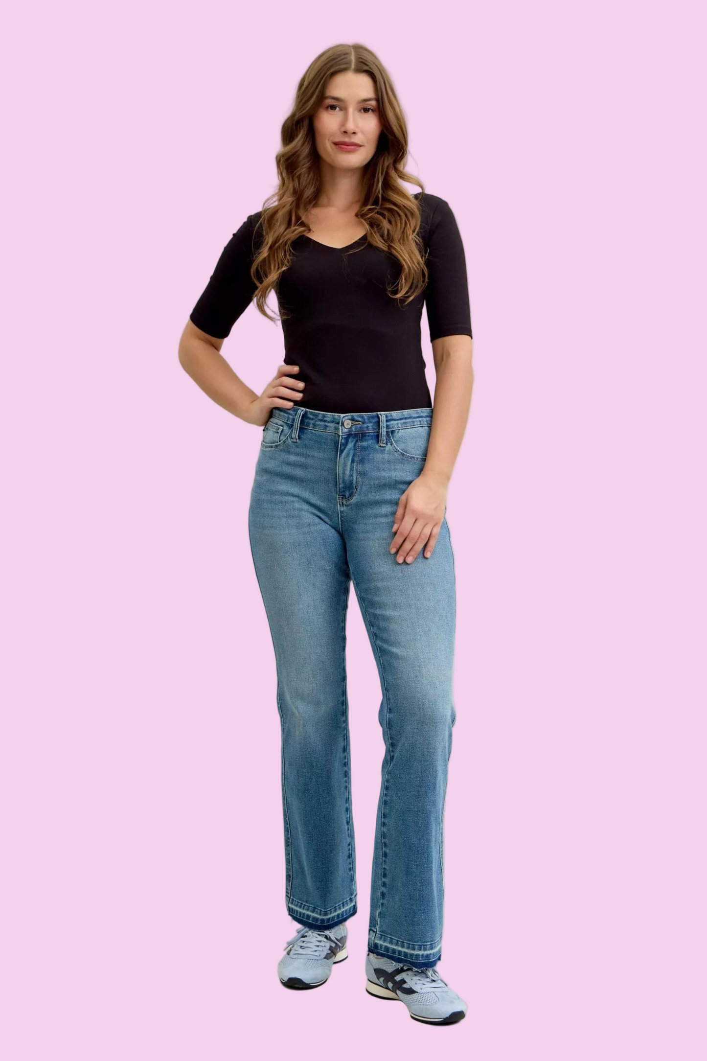 Judy Blue - Mid Rise Slim Bootcut Tummy Control Release Hem Jeans - Size: 0-15, 14W-24W