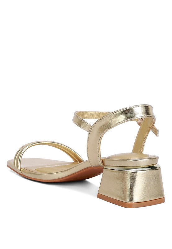 London Rag - Zabou Metallic Ankle Strap Low Block Heels