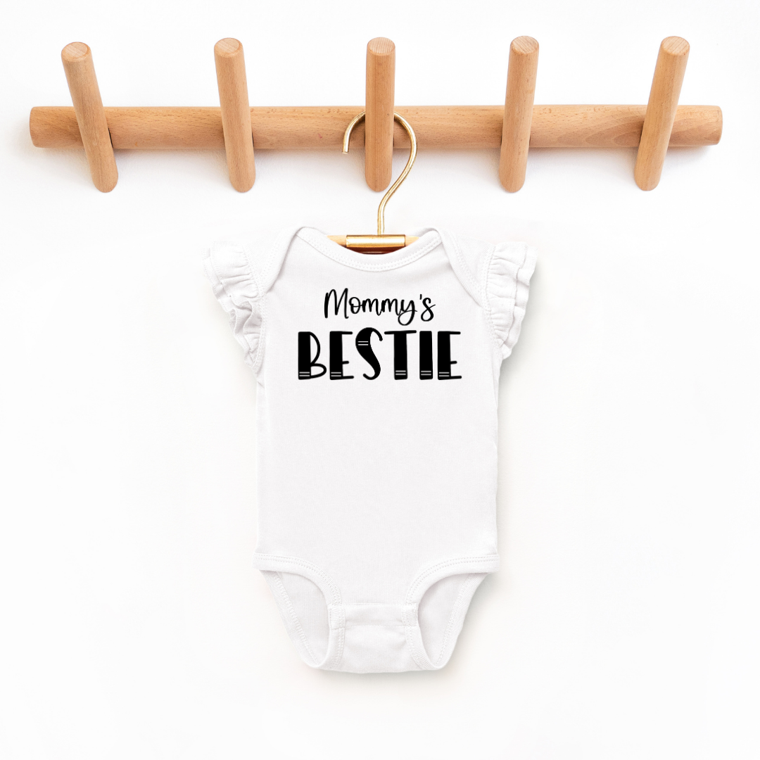 "Mommy's Bestie" - Toddler And Infant Flutter Sleeve Tee/Bodysuit