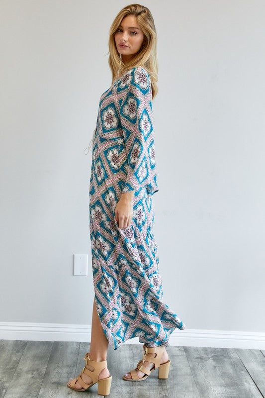 Davi & Dani - Printed Long Sleeve Loose Kimono