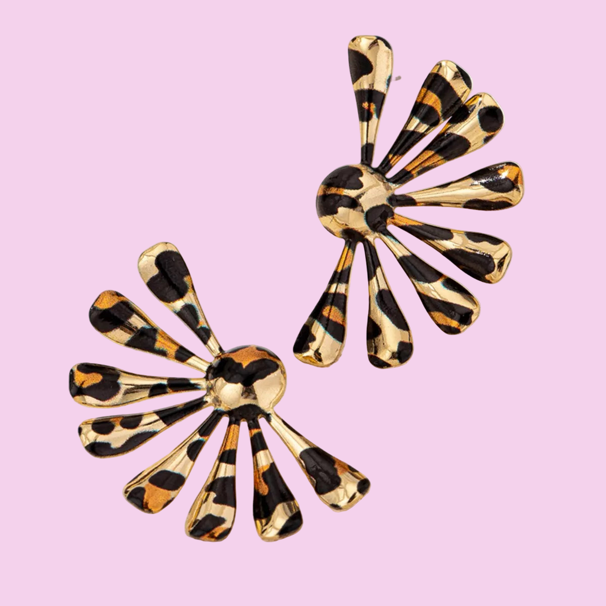 Leopard Print Fan-Shaped Earrings