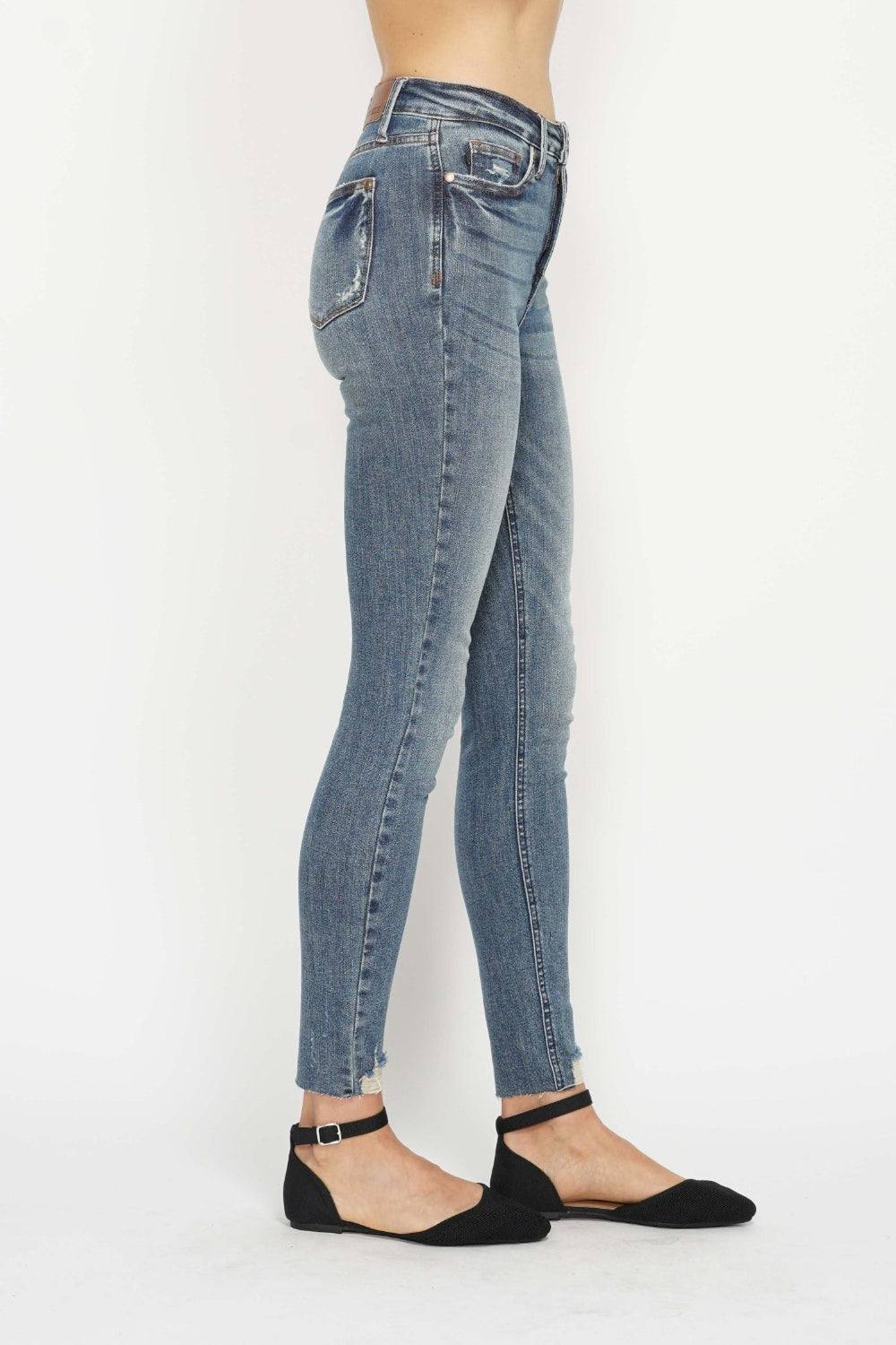 Judy Blue - Tummy Control Vintage Wash Hem Destroy Skinny Jeans - Size: 0-24W