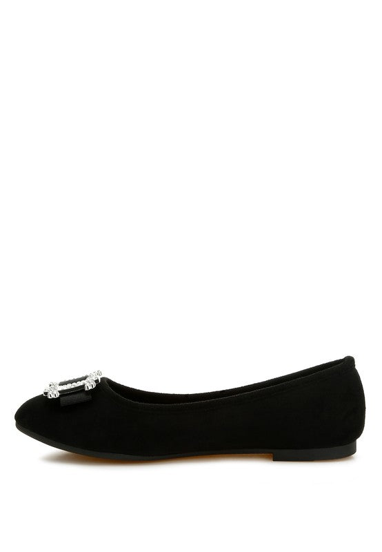 Rag & Co - Rhinestone Buckle Detail Ballerina Flats