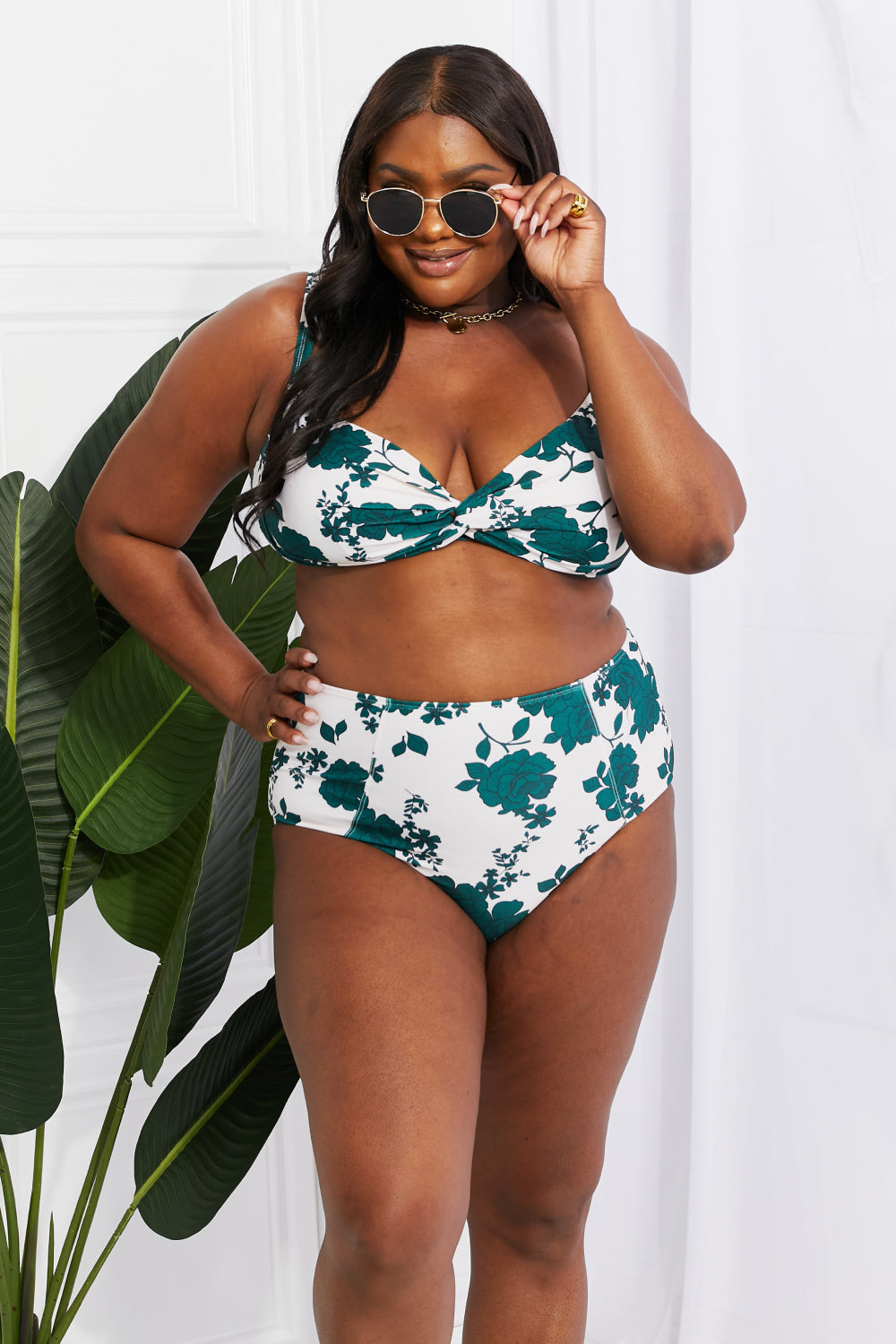 Marina West Swim - Take A Dip Twist High-Rise Bikini in Forest