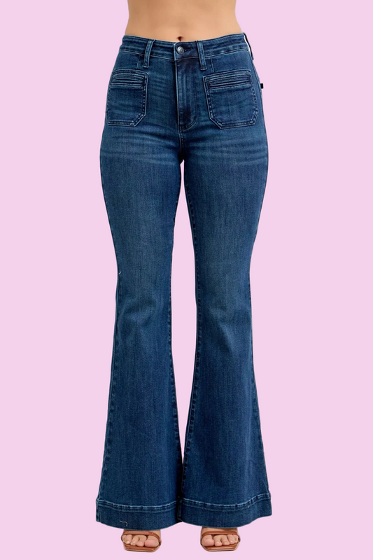 Judy Blue - High-Waisted Dark Wash Flare Jeans - Size: 1-15