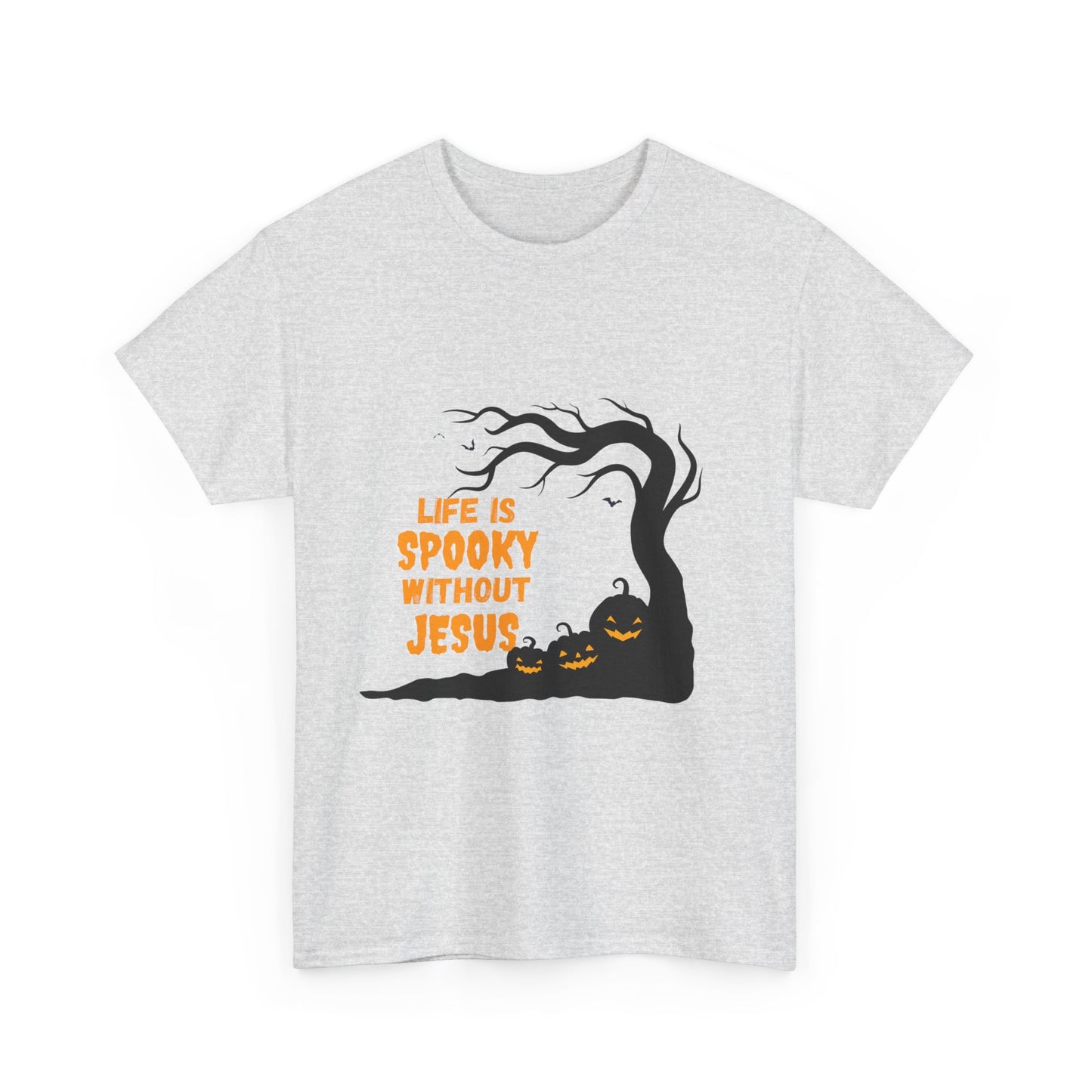 Life Is Spooky Without Jesus - Gildan Unisex Heavy Cotton Graphic Tee - Halloween Collection