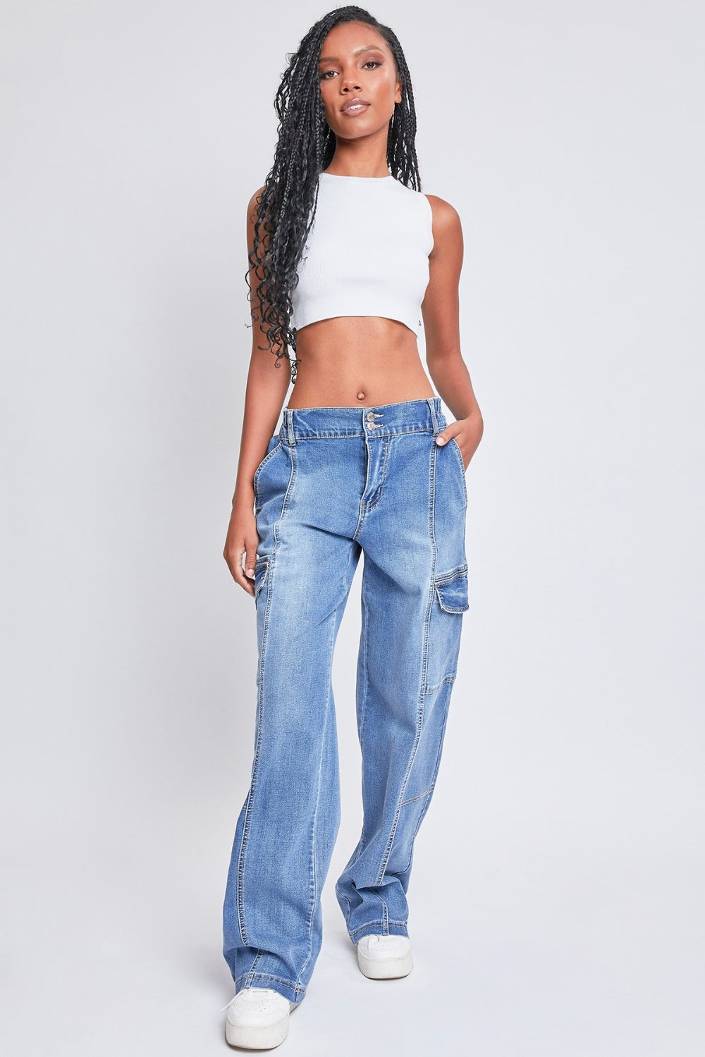 YMI Jeanswear - High-Rise Straight Cargo Jeans