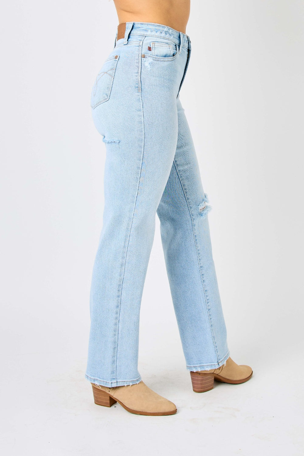 Judy Blue - High Waist Distressed Straight Jeans - 0-24W