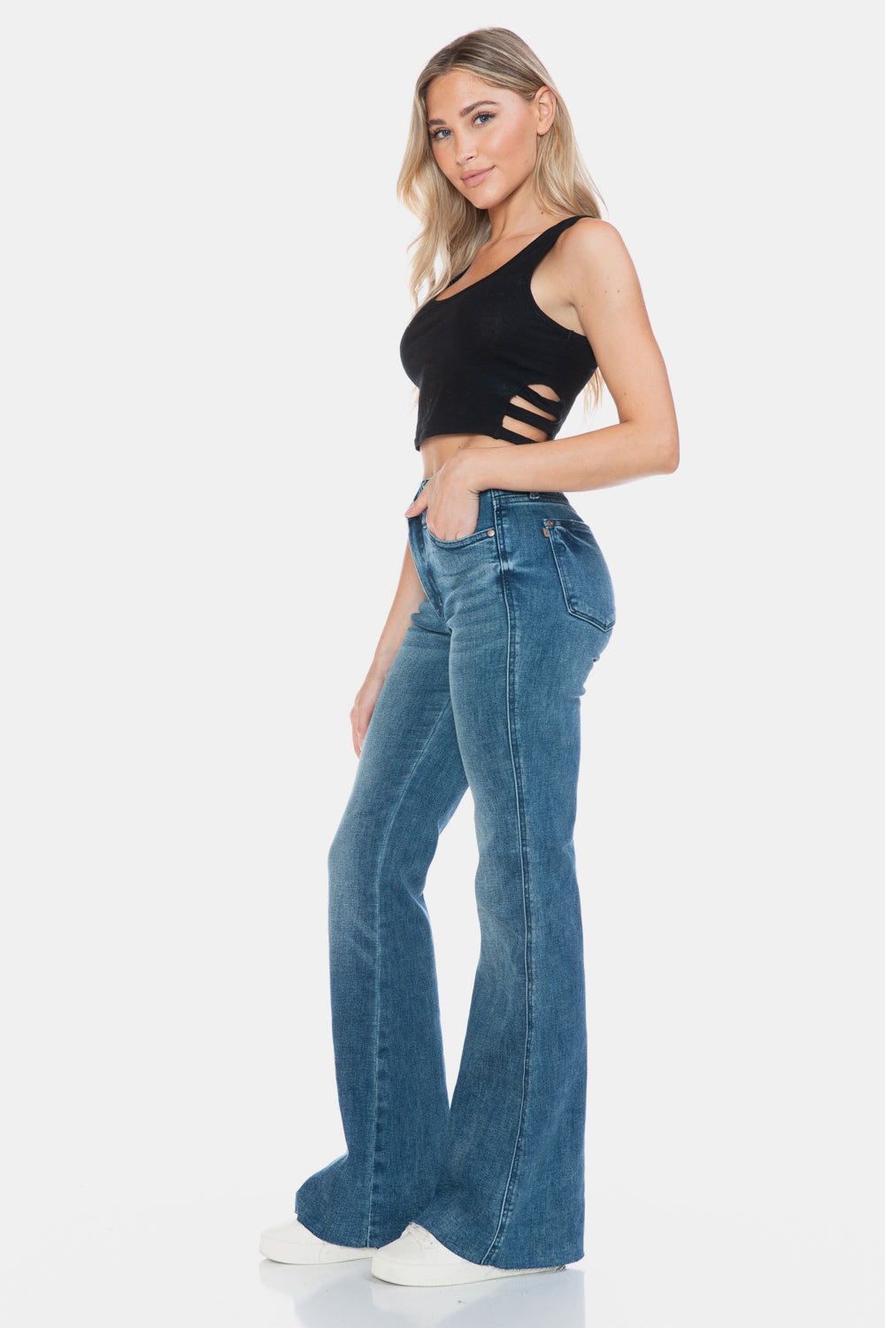 Judy Blue - Tummy Control Cut Hem Flare Jeans - Size: 0-24W