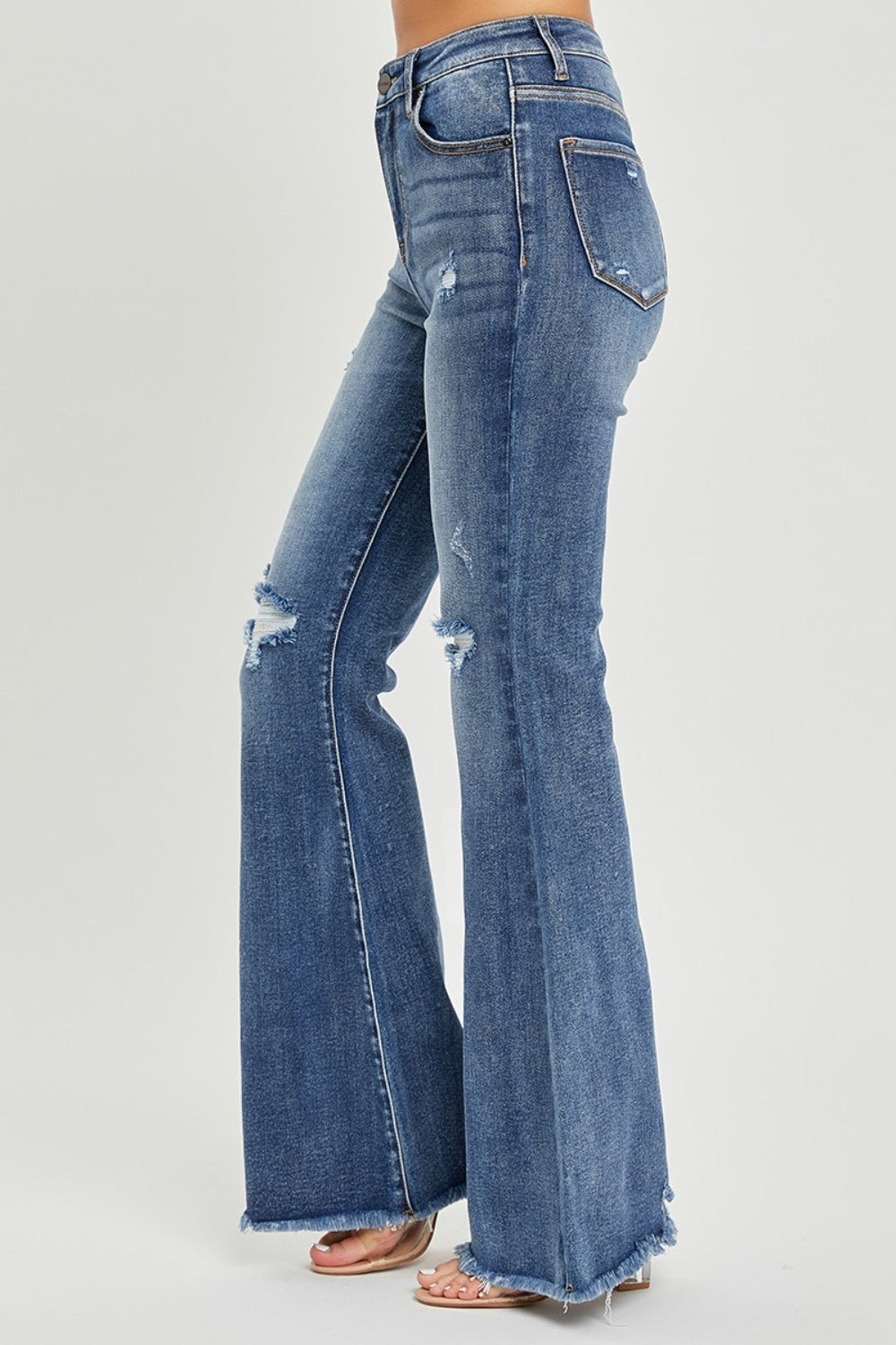 RISEN - High Waist Distressed Flare Jeans