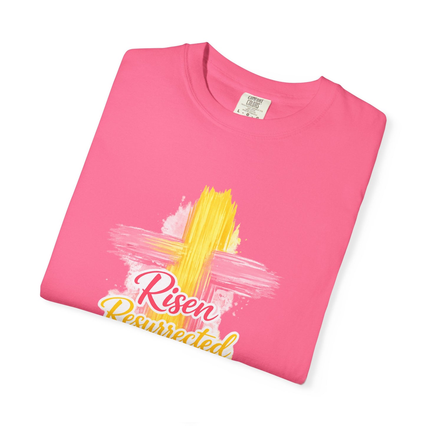 Easter Cross “Risen Resurrected Revived” Graphic Tee (Comfort Colors) - Size: S-4XL