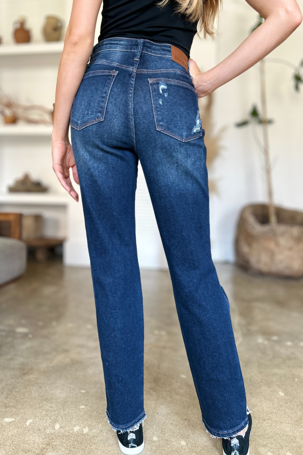 Judy Blue - High Waist Rigid Magic Heavy Destroy Straight Jeans - Size: 0-24W