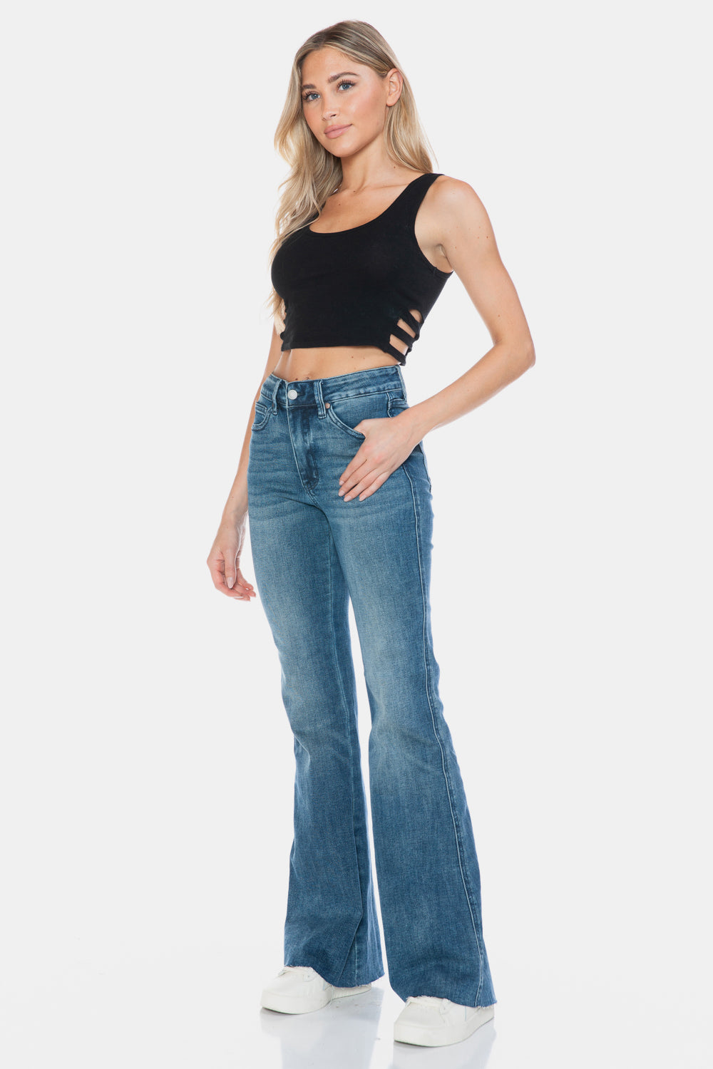 Judy Blue - Tummy Control Cut Hem Flare Jeans - Size: 0-24W