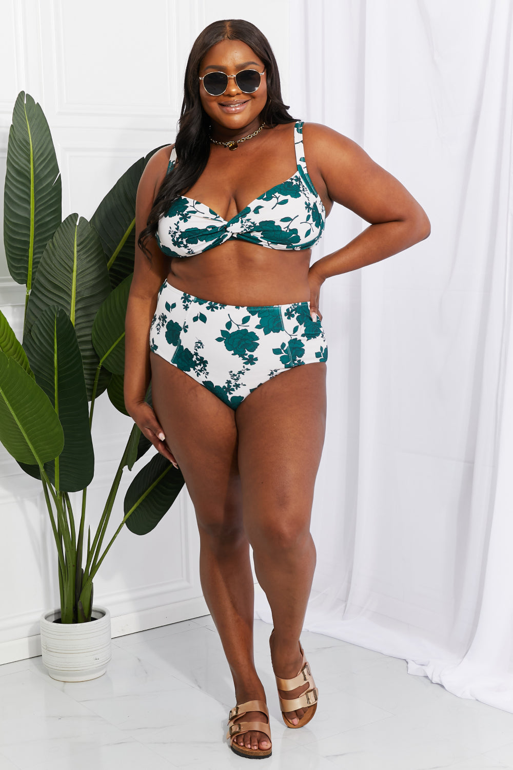 Marina West Swim - Take A Dip Twist High-Rise Bikini in Forest