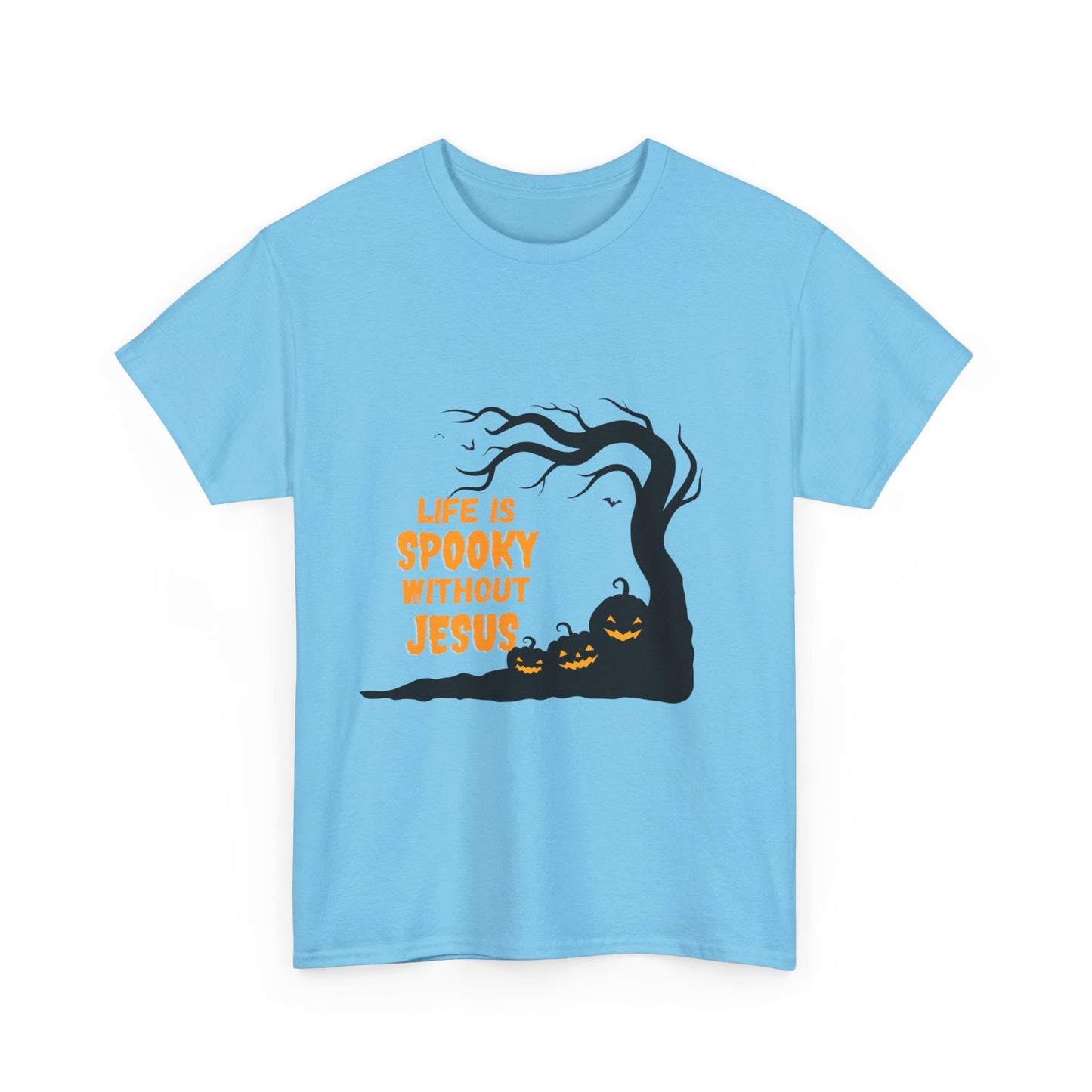 Life Is Spooky Without Jesus - Gildan Unisex Heavy Cotton Graphic Tee - Halloween Collection