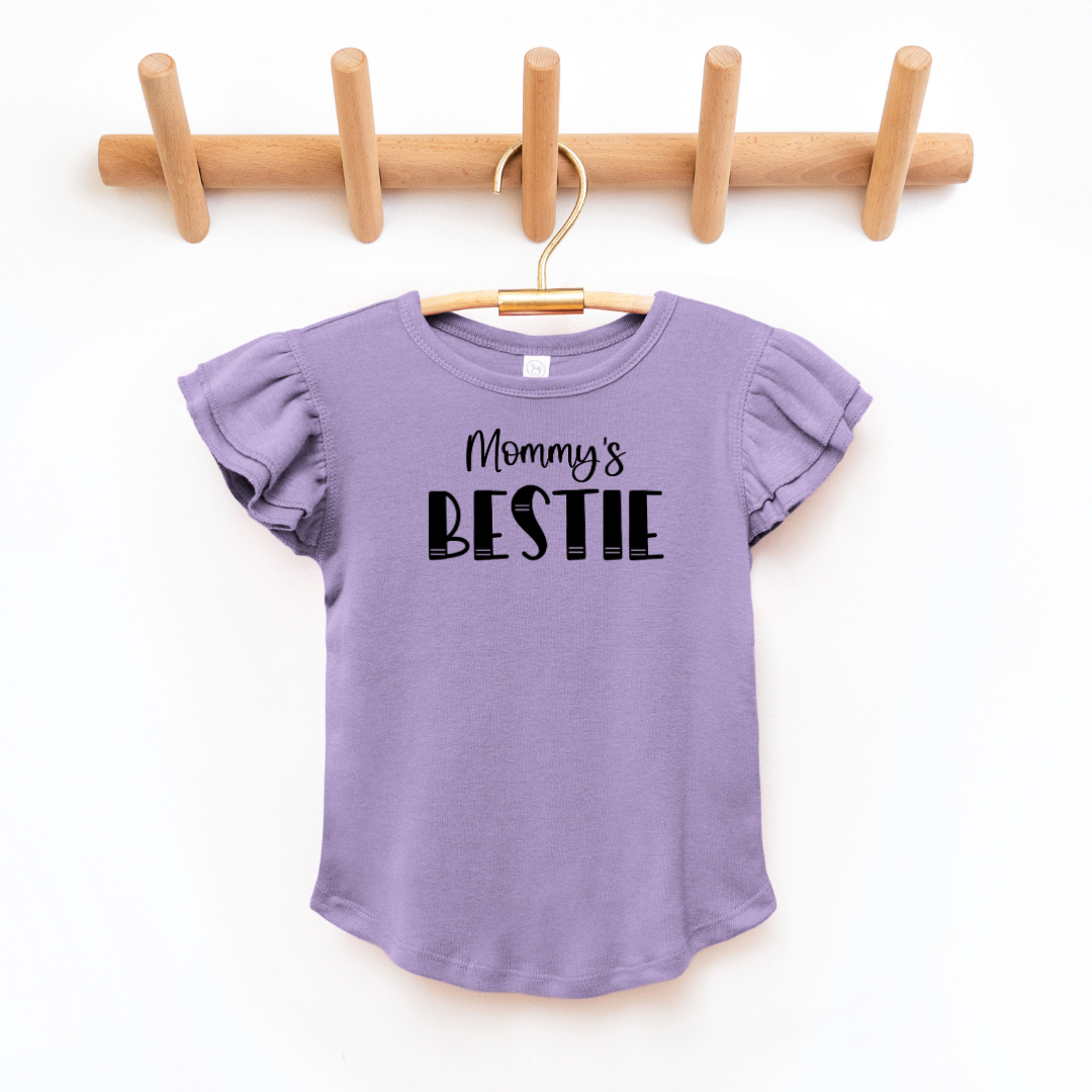 "Mommy's Bestie" - Toddler And Infant Flutter Sleeve Tee/Bodysuit