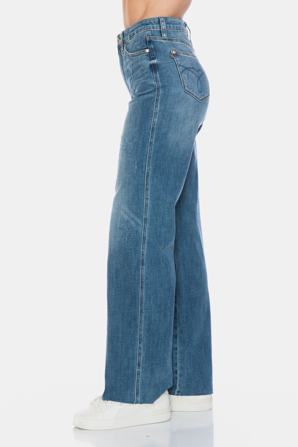 Judy Blue - Tummy Control Cut Raw Hem Straight Jeans - Size: 0-24W