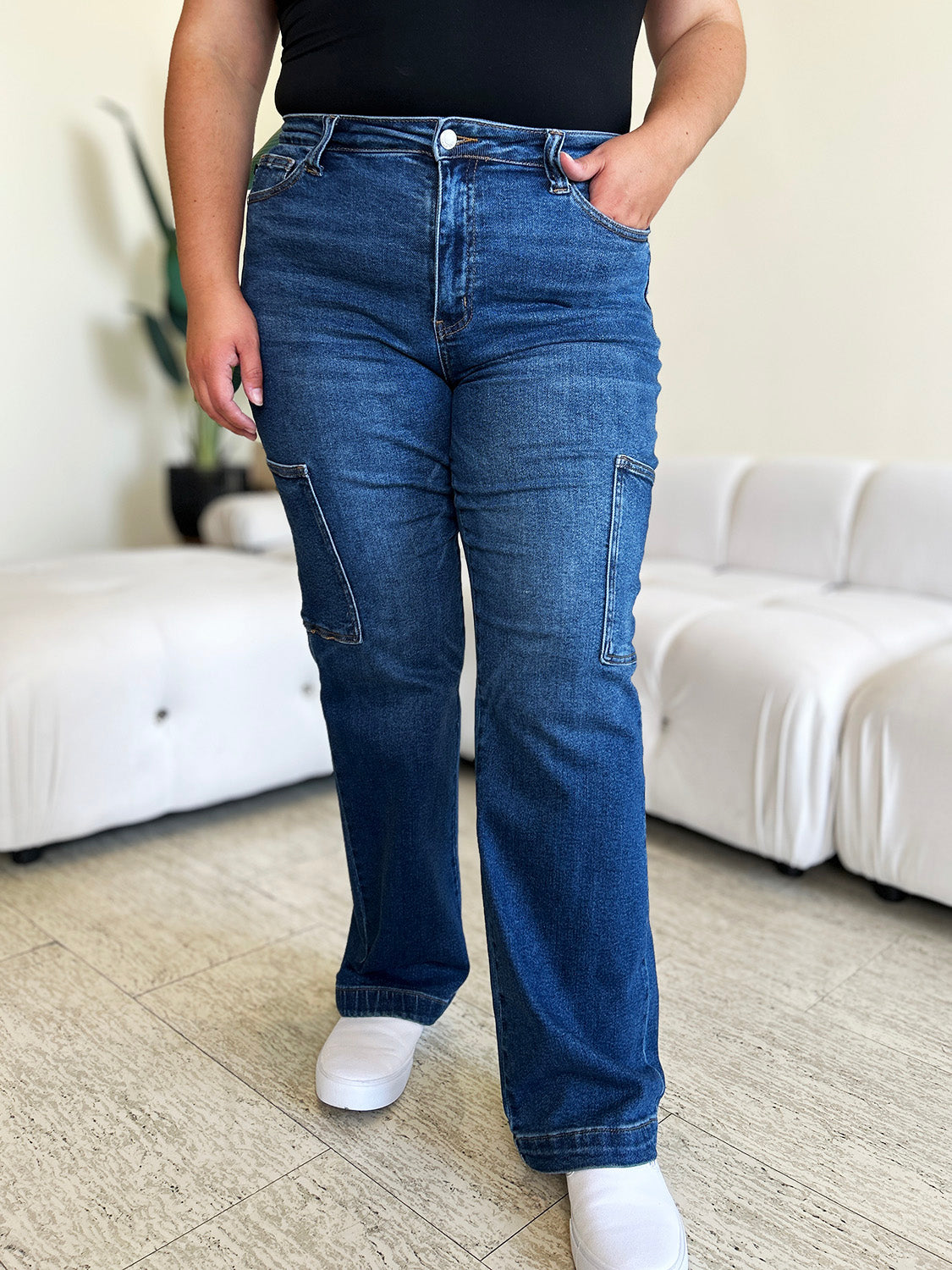 Judy Blue - High Waist Straight Cargo Jeans - Size: 0-24W