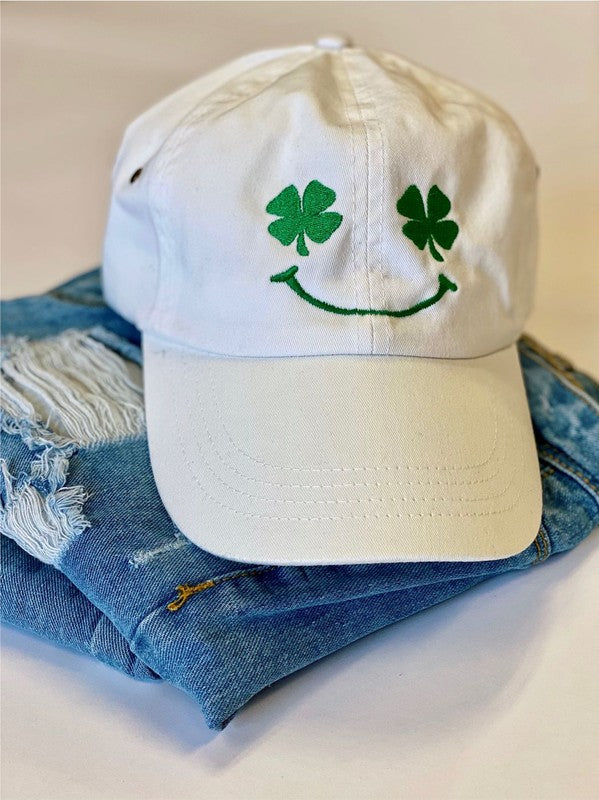 Smiley Shamrock Embroidered Hat - St Patrick's Day Collection