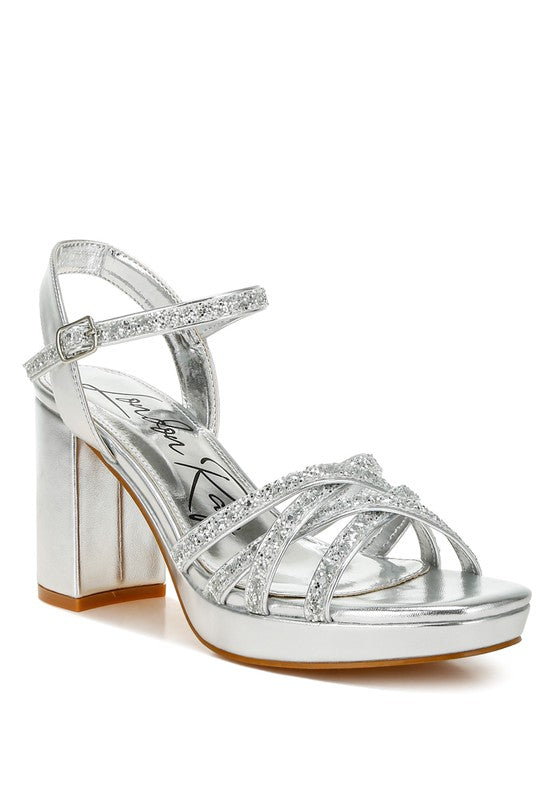 London Rag - Sparks Fly Glitter Strappy Block Sandals