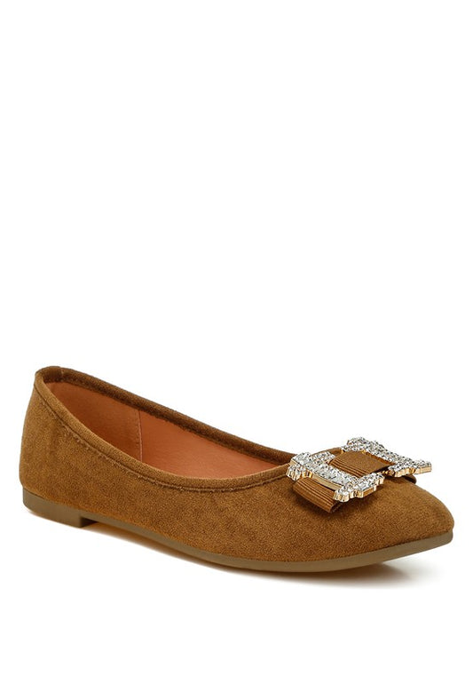 Rag & Co - Rhinestone Buckle Detail Ballerina Flats