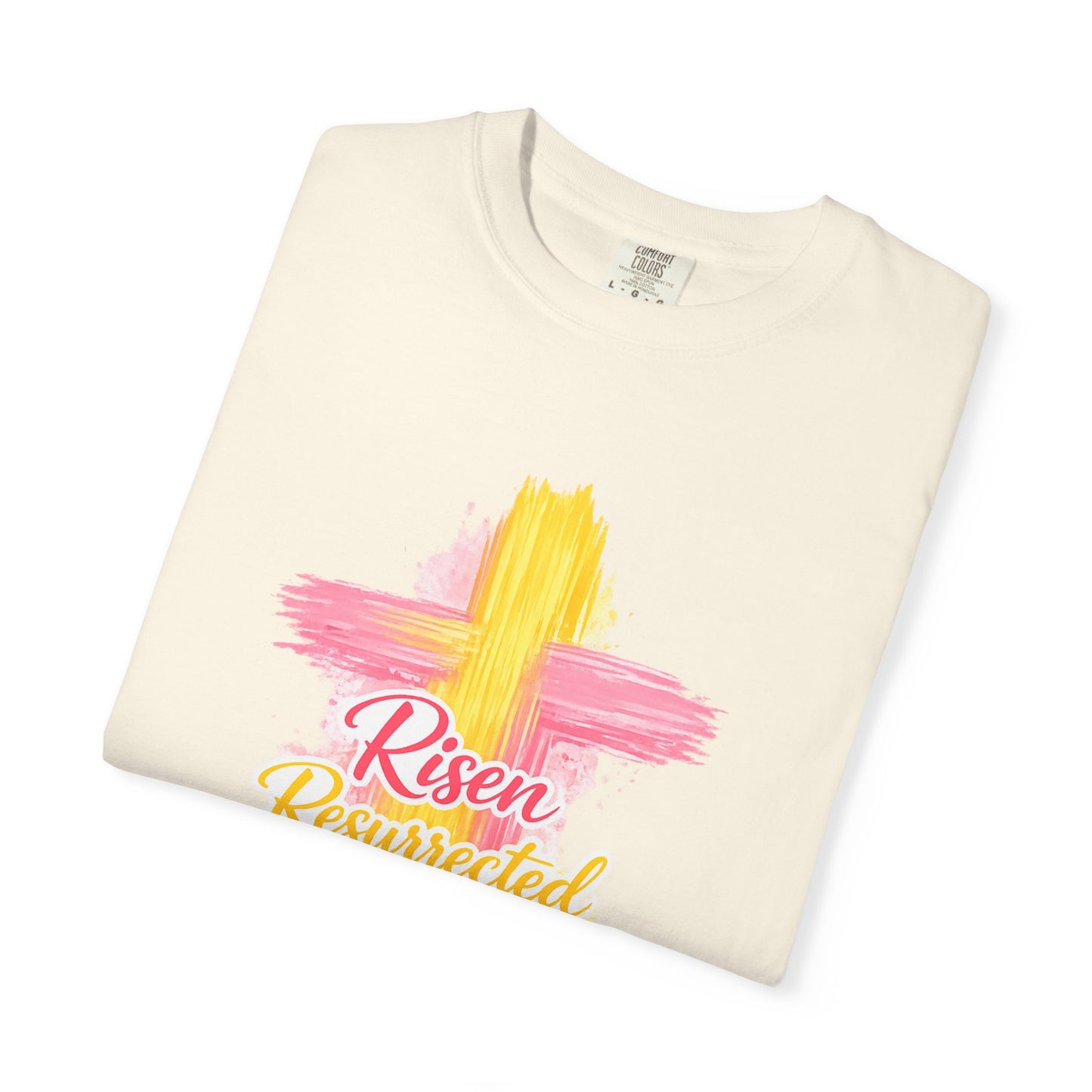 Easter Cross “Risen Resurrected Revived” Graphic Tee (Comfort Colors) - Size: S-4XL