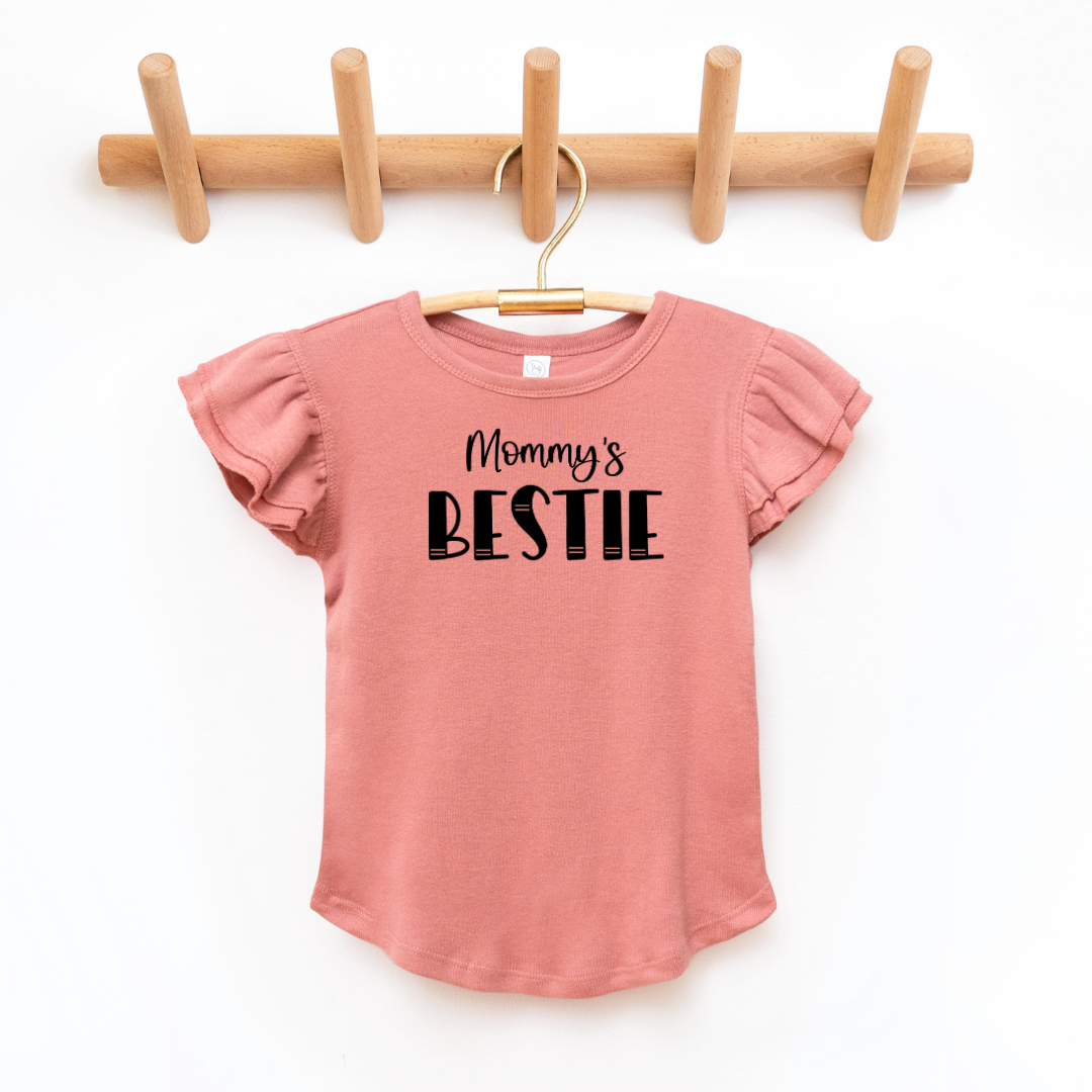 "Mommy's Bestie" - Toddler And Infant Flutter Sleeve Tee/Bodysuit