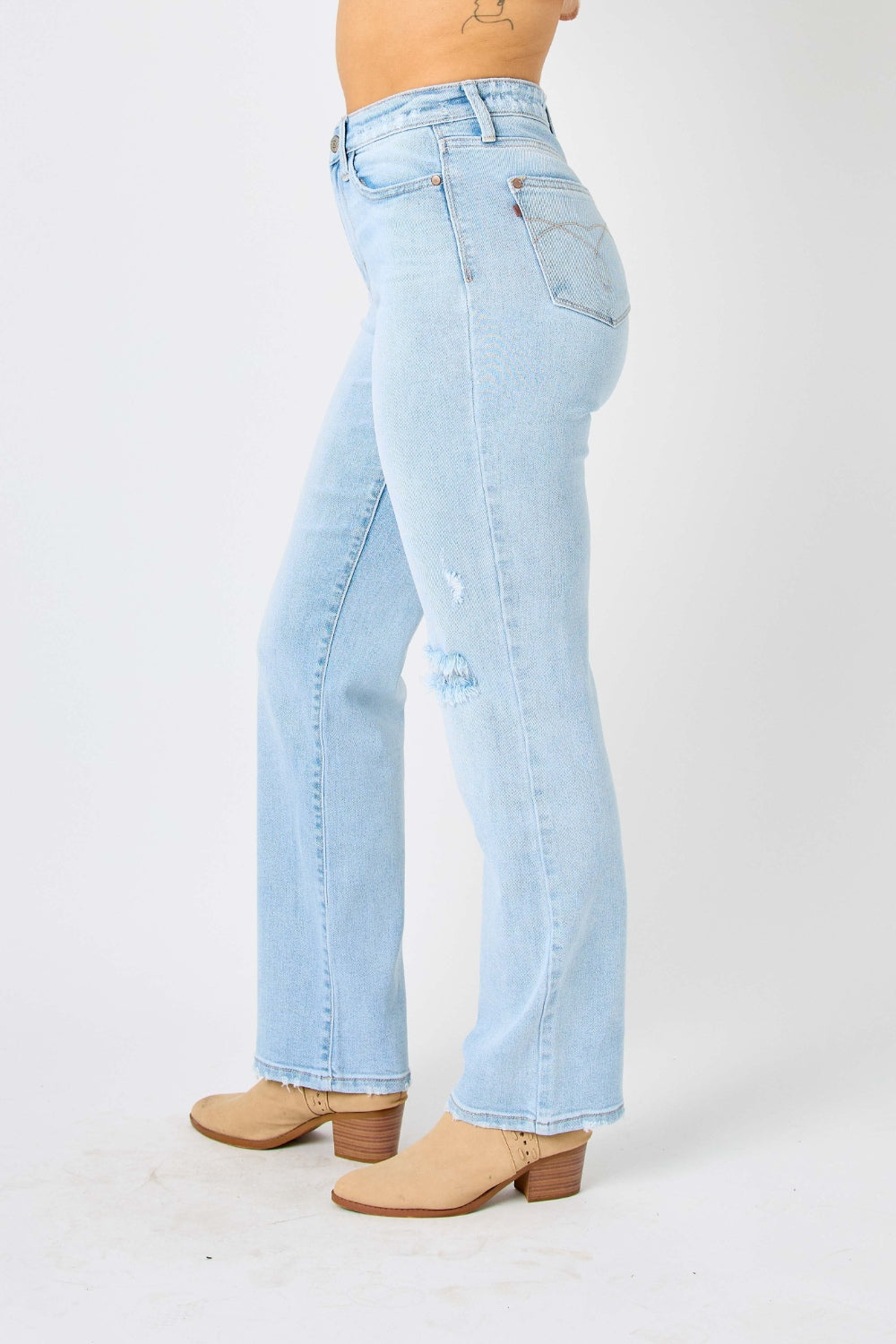 Judy Blue - High Waist Distressed Straight Jeans - 0-24W