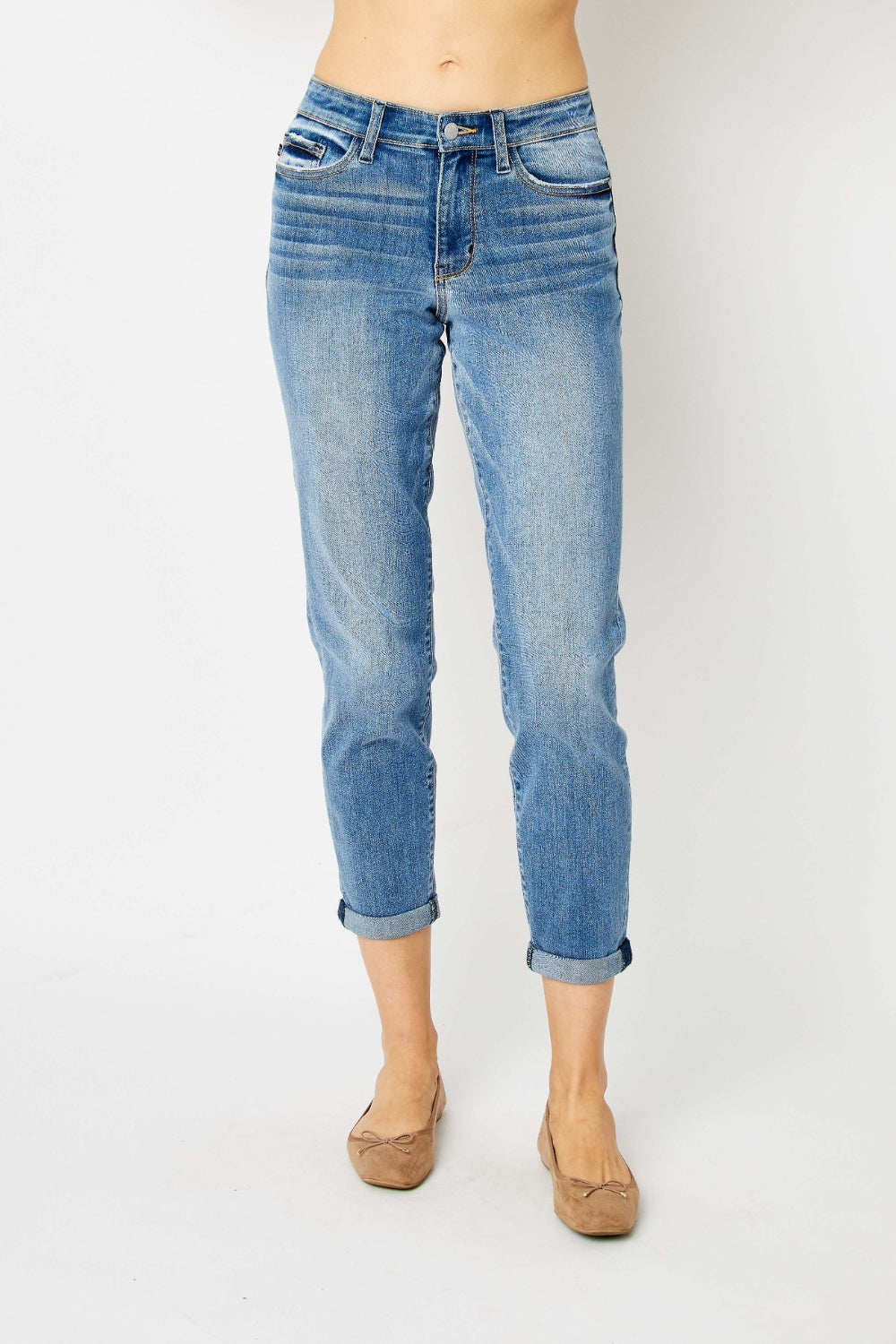 Judy Blue - Cuffed Hem Slim Jeans - Size: 0-24W