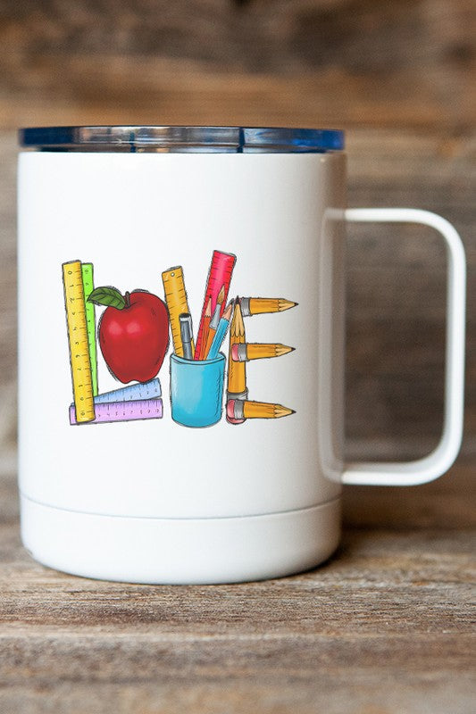 "Love" Teacher Stainless Steel Travel Mug