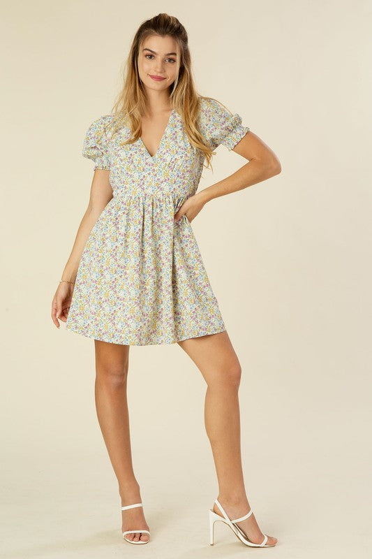 Lilou - Floral V Neck Mini Dress