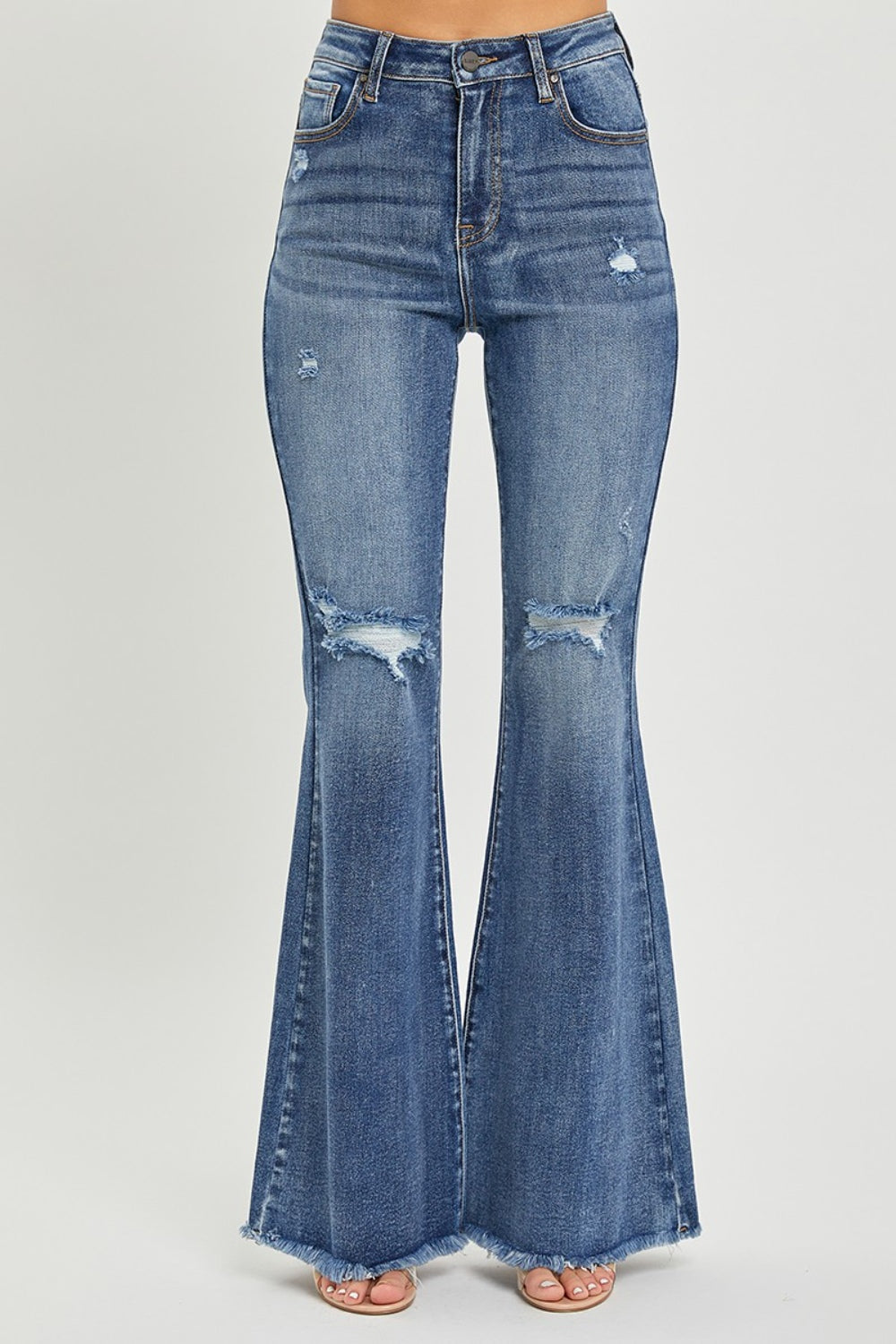 RISEN - High Waist Distressed Flare Jeans