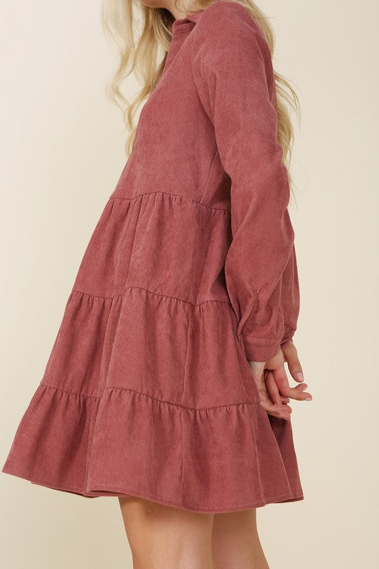 Lilou- Corduroy Tiered Dress