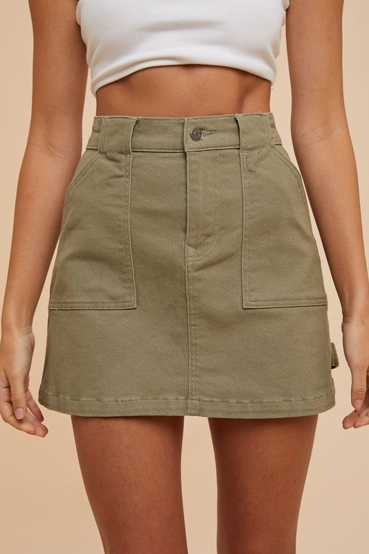 Annie Wear - Cargo Denim Mini Skirt - Size: S-XL