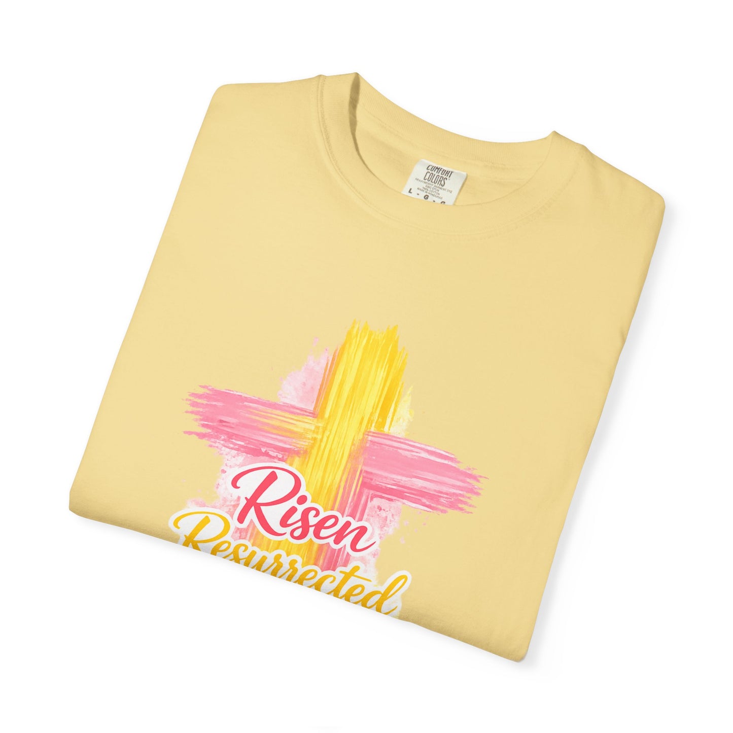 Easter Cross “Risen Resurrected Revived” Graphic Tee (Comfort Colors) - Size: S-4XL
