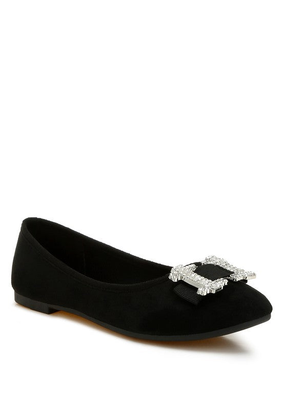 Rag & Co - Rhinestone Buckle Detail Ballerina Flats