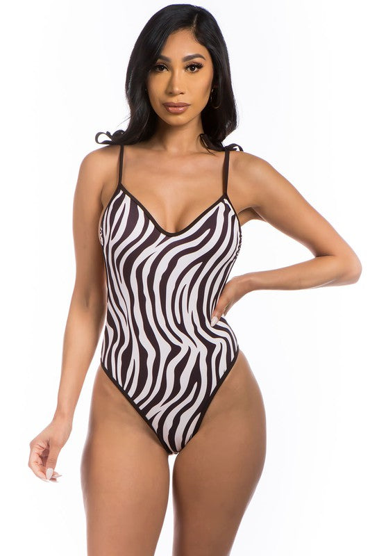 Mermaid Swimwear - One-piece Zebra Print Swimsuit