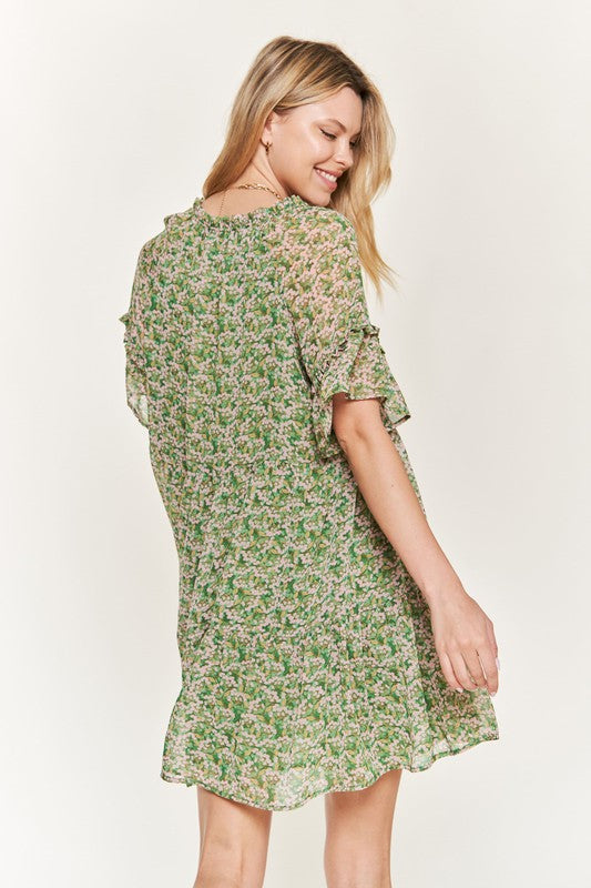 Jade by Jane - Floral Print V-neck Mini Dress - Plus