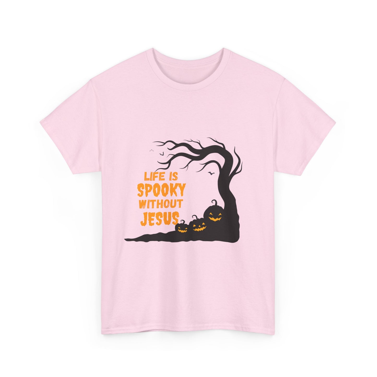 Life Is Spooky Without Jesus - Gildan Unisex Heavy Cotton Graphic Tee - Halloween Collection