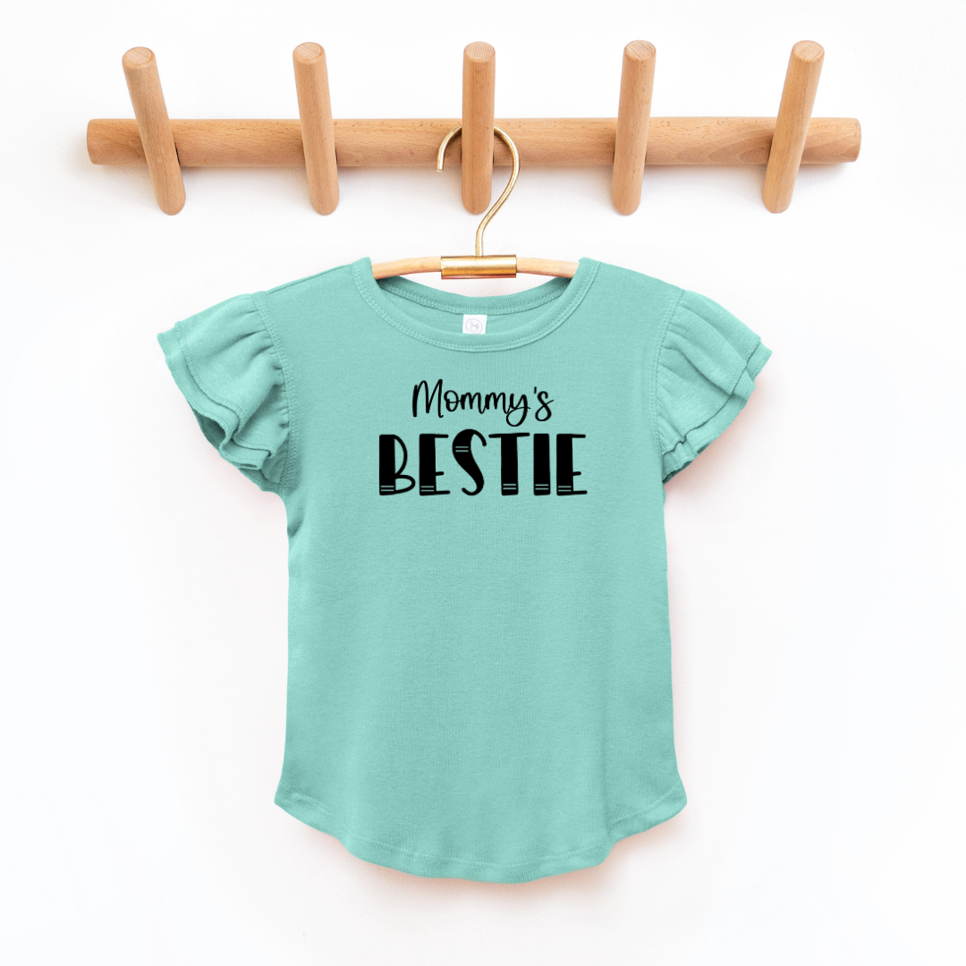 "Mommy's Bestie" - Toddler And Infant Flutter Sleeve Tee/Bodysuit