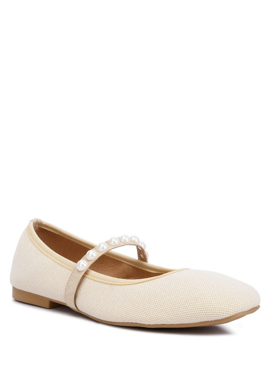 London Rag - Sassie Pearl Embellished Ballerina Flats