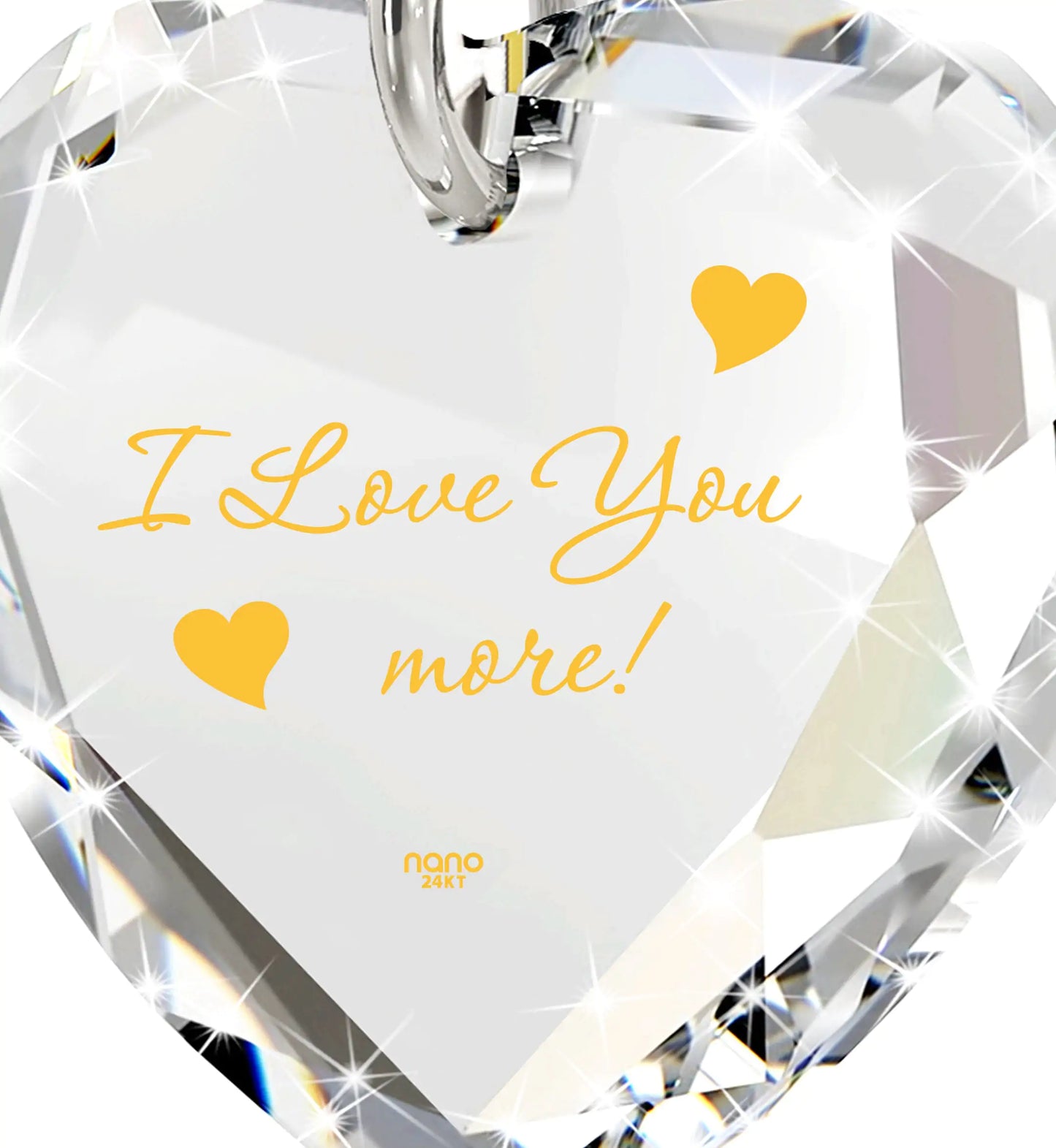 Nano Style - Tiny Heart Jewelry Set 24k Gold Inscribed "I Love You More" Necklace and Drop Earrings - (The Luxe Line)