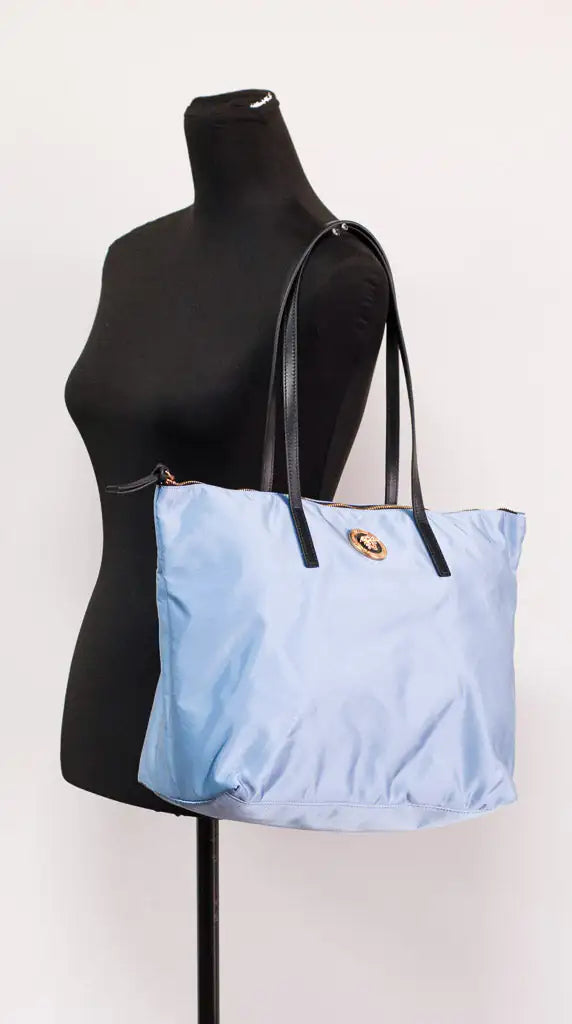 Versace - Portuna Medusa Medium Cornflower Blue Nylon Leather Tote - (The Luxe Line)