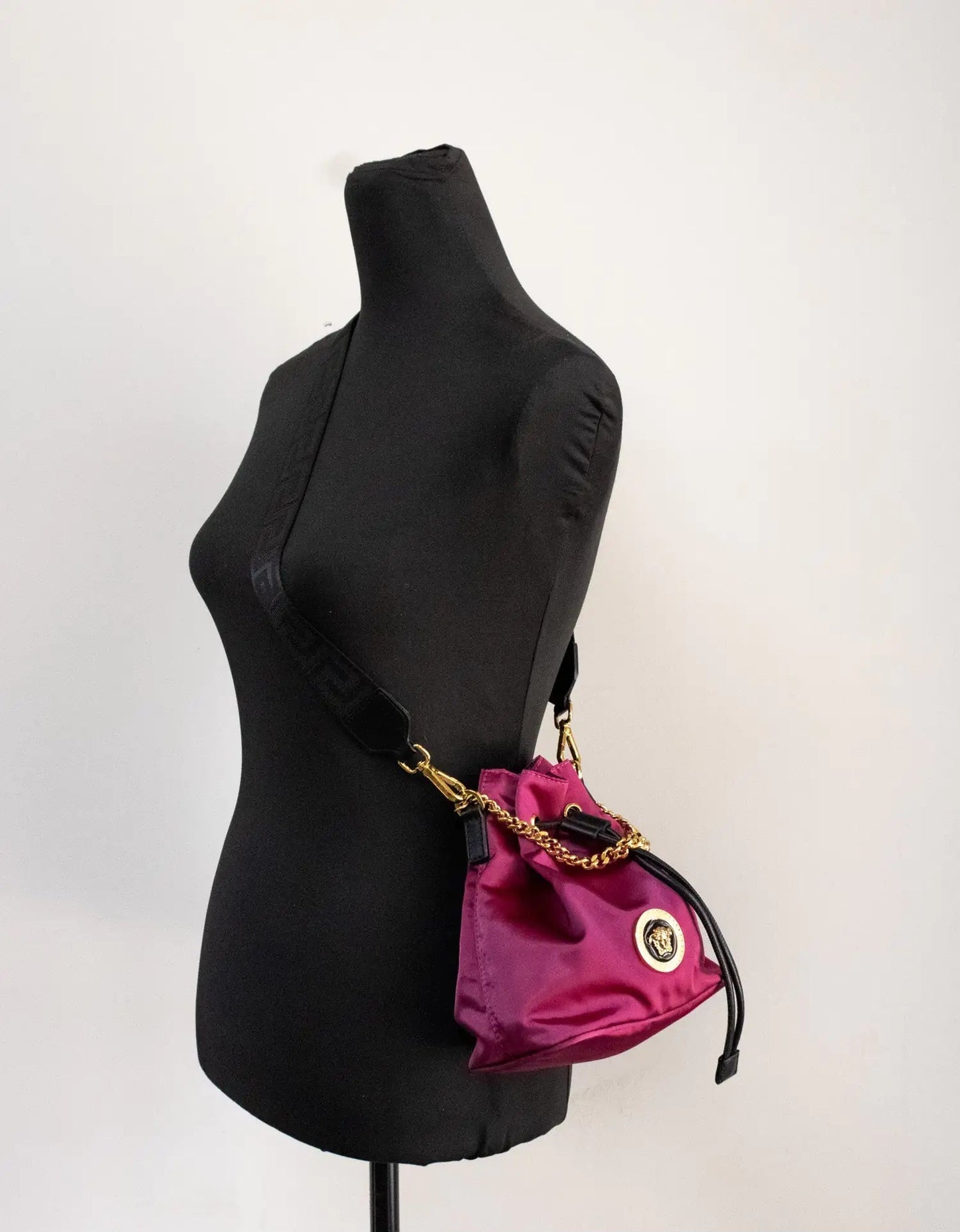 Versace - Small Dahlia Nylon Medusa Pendant Bucket Chain Crossbody - (The Luxe Line)