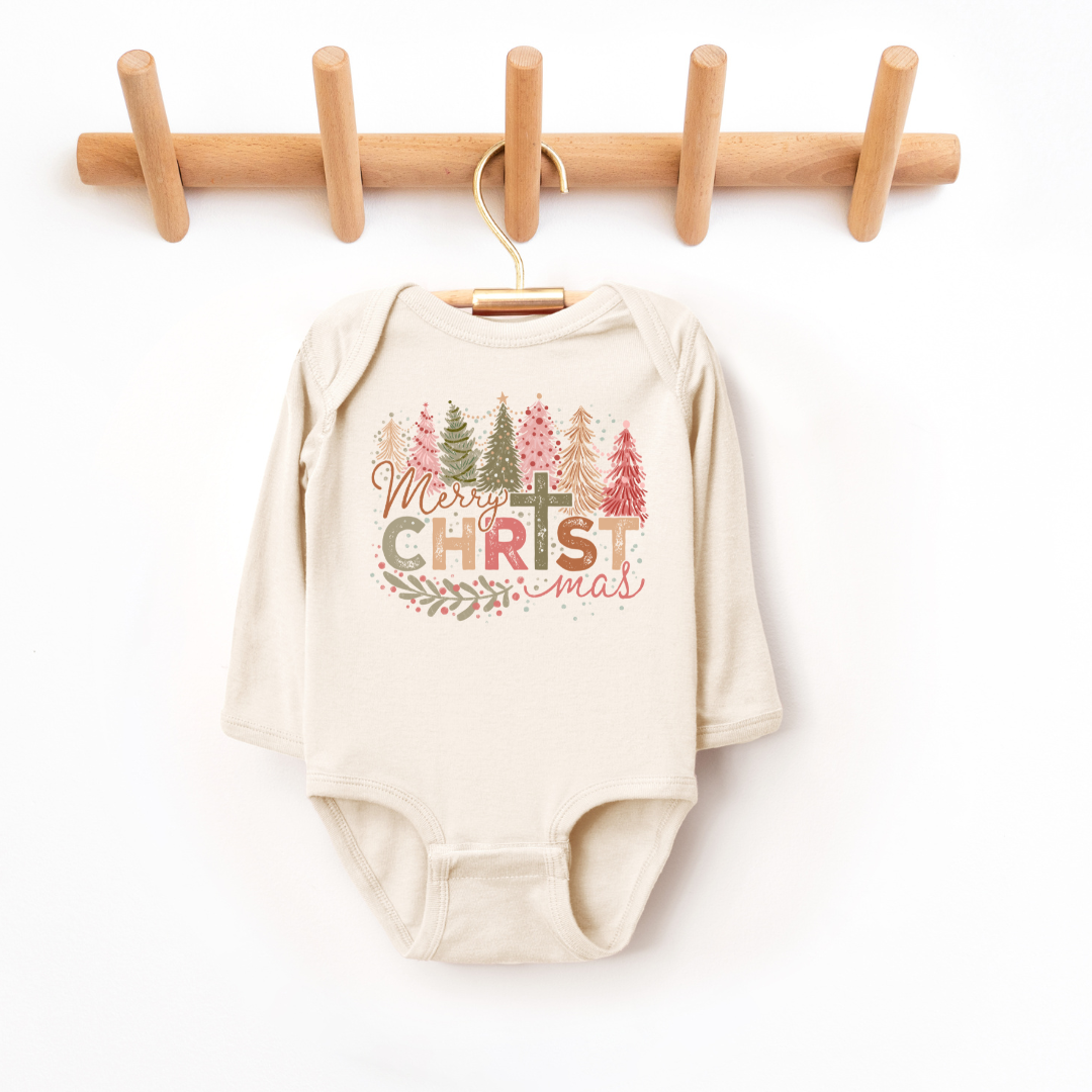 Merry Christmas - Long Sleeve Infant Bodysuit - Size: NB-24M - Christmas Collection