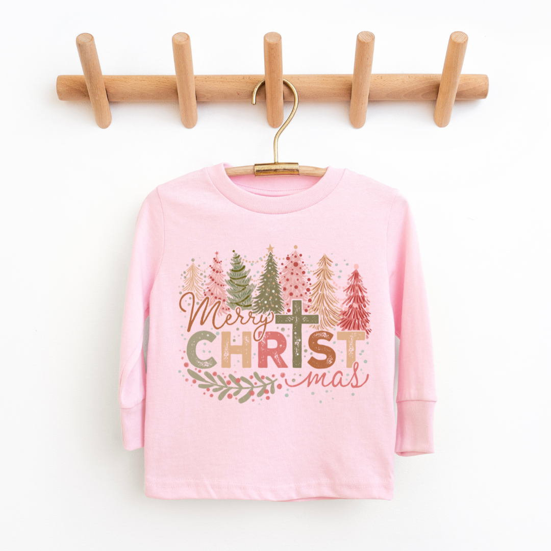 Merry Christmas - Youth & Toddler Long Sleeve Tee - Size: 2T-YXL - Christmas Collection